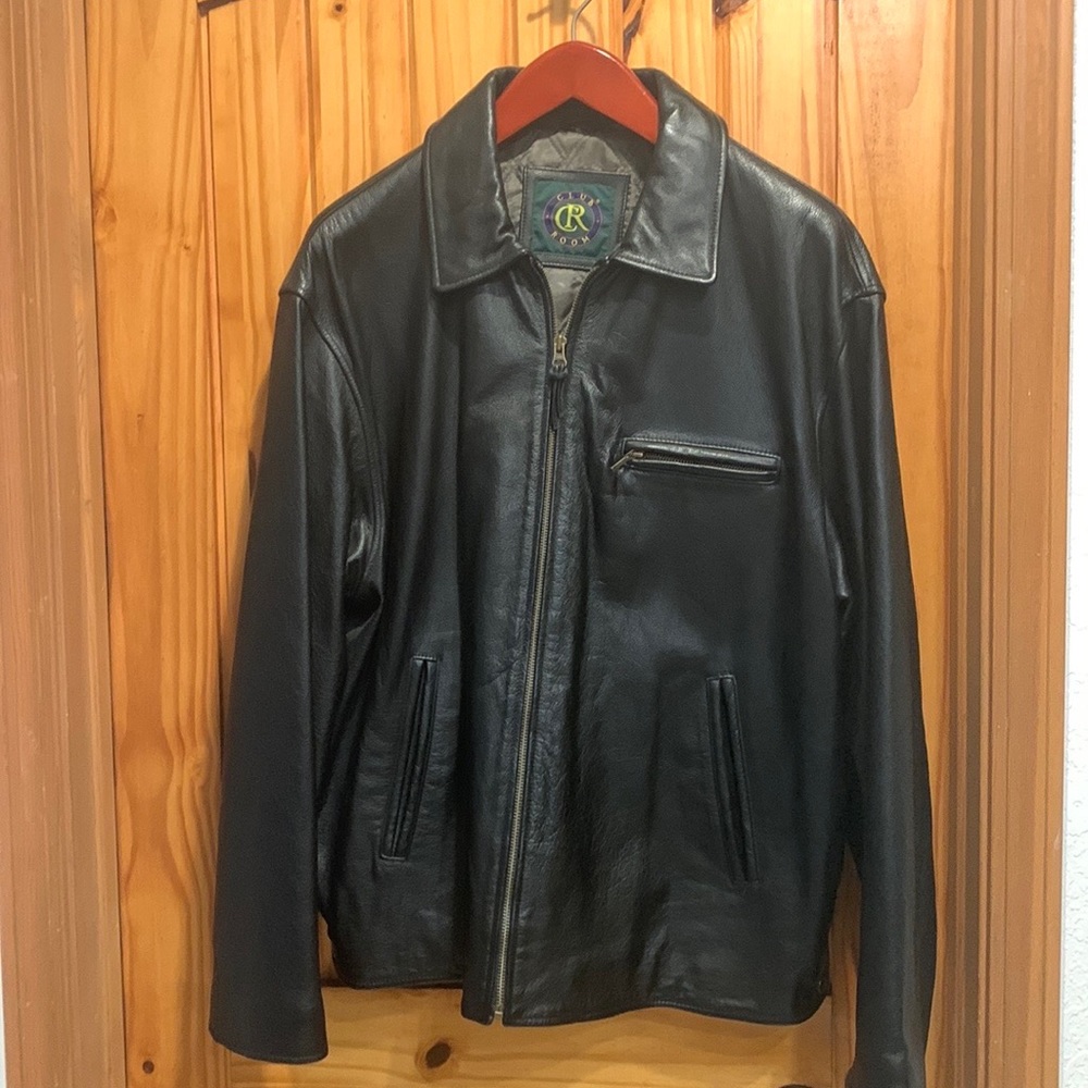 Mens Club Room Vintage Black Leather Jacket Sz XL